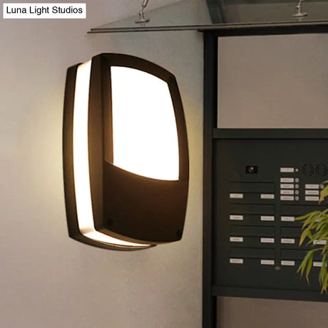 Contemporary Outdoor Black Led Wall Lamp - Acrylic Mount Light Fixture