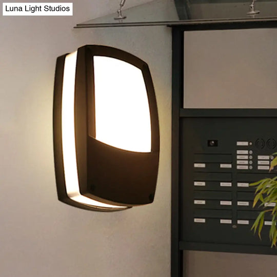 Contemporary Outdoor Black Led Wall Lamp - Acrylic Mount Light Fixture