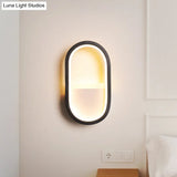 Contemporary Oval Led Wall Sconce In Black/White Acrylic With Warm/White Light