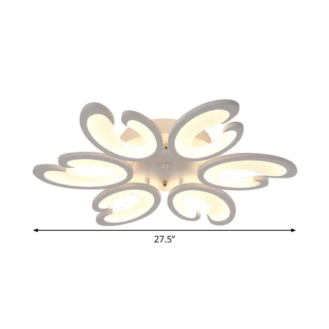 Contemporary Petal Semi Flush Chandelier: Acrylic 6/9/15-Bulb Ceiling Mount Light For Living Rooms