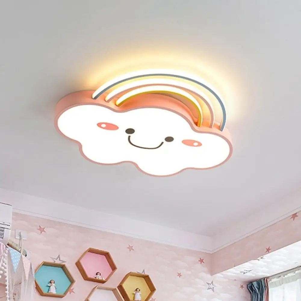 Contemporary Pink Rainbow & Cloud Led Ceiling Lamp - Acrylic Flushmount Light
Note: Seo Optimization