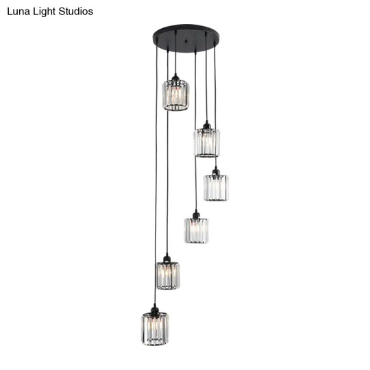 Contemporary Prismatic Crystal Cluster Pendant Light For Stairs