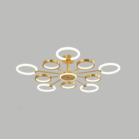 Contemporary Radial Chandelier Pendant Lighting For Living Room 10 / Brass