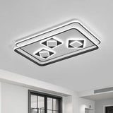 Contemporary Rectangle Flush Mount Led Ceiling Lamp For Living Room - Black Acrylic Warm/3 Color