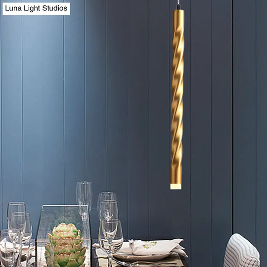 Contemporary Rope Shape Mini Pendant Lamp - Modern Metal Design With Gold Finish For Stair Kitchen