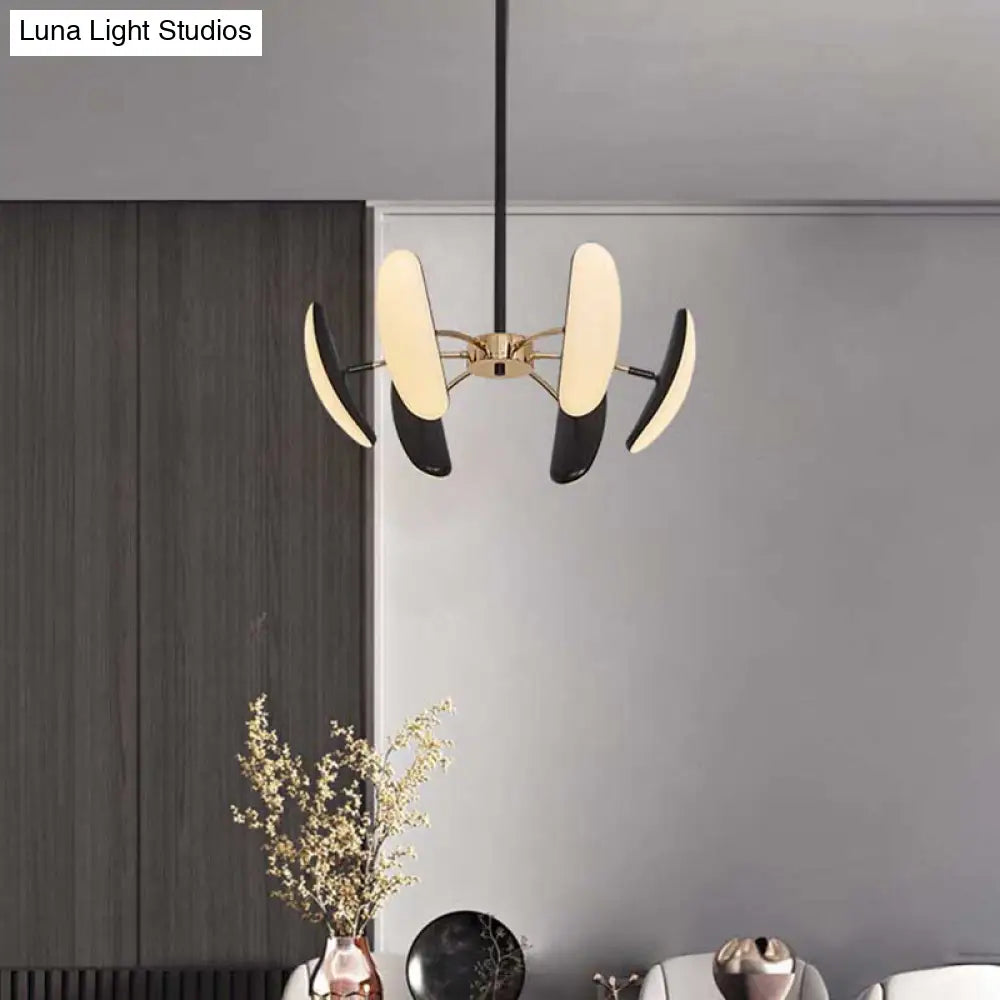 Contemporary Rotatable Oval Chandelier Acrylic 4/6 Heads Black Ceiling Pendant for Dining Room 18’’/21.5’’ Wide