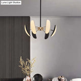 Contemporary Rotatable Oval Chandelier Acrylic 4/6 Heads Black Ceiling Pendant for Dining Room 18’’/21.5’’ Wide