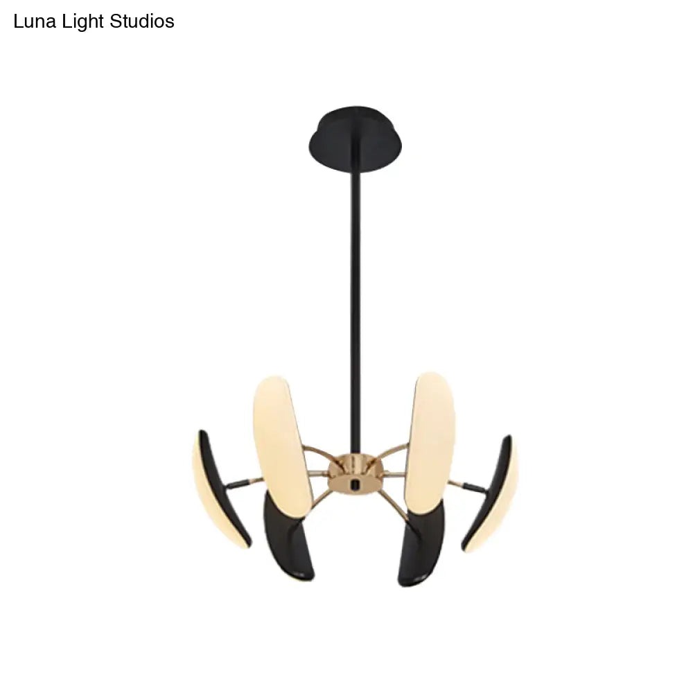 Contemporary Rotatable Oval Chandelier Acrylic 4/6 Heads Black Ceiling Pendant for Dining Room 18’’/21.5’’ Wide