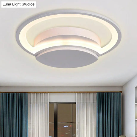 Contemporary Round Acrylic Flush Mount Ceiling Light For Living Room Décor White / 16 Warm