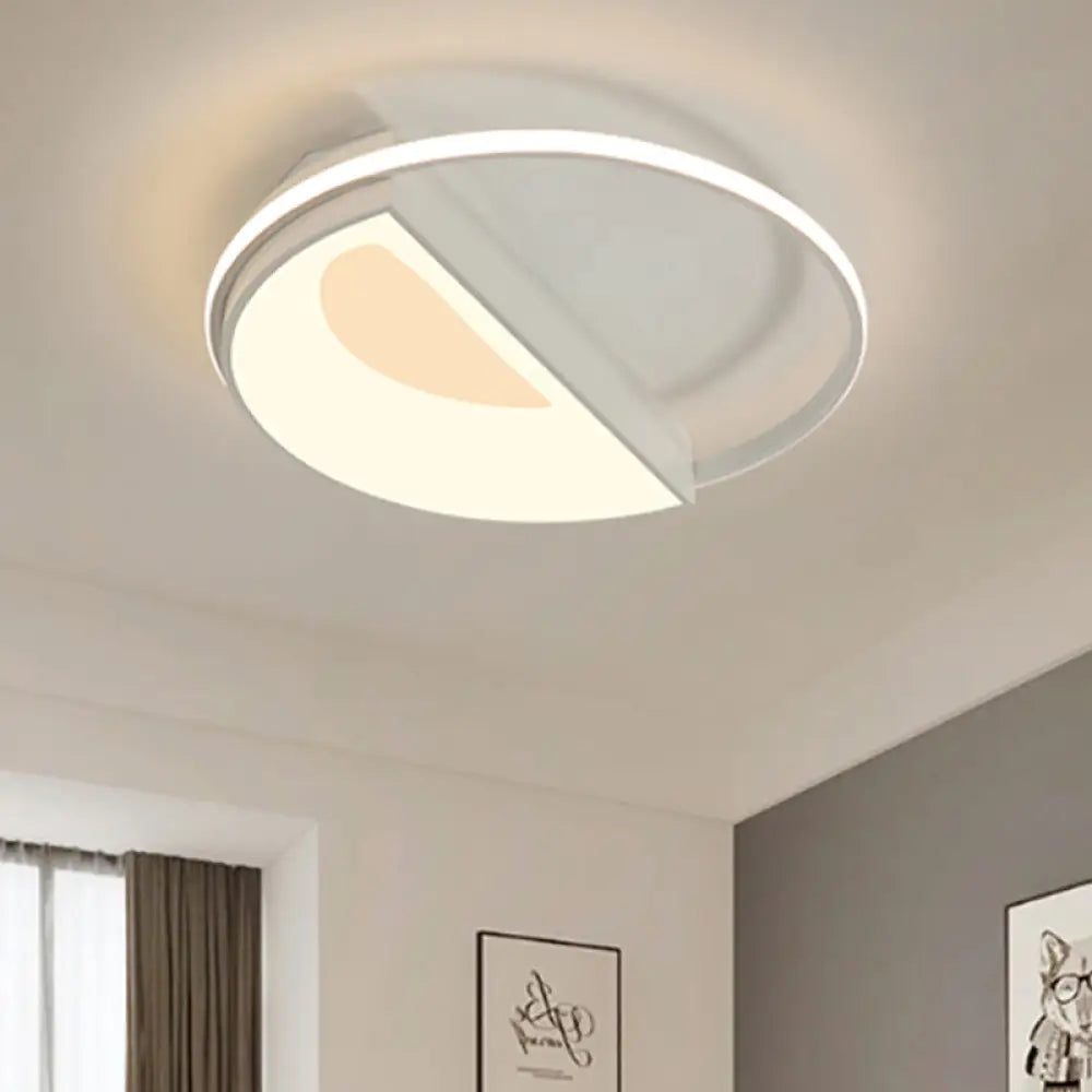 Contemporary Round Acrylic Flush Mount Lamp Led 18’/21.5’ Wide White/Pink/Blue For Bedroom In