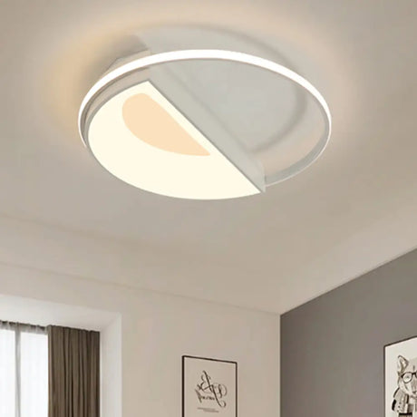 Contemporary Round Acrylic Flush Mount Lamp Led 18’/21.5’ Wide White/Pink/Blue For Bedroom In