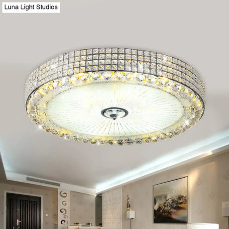 Contemporary Round Crystal Flush Light - 16’/24’ Led Bedroom Ceiling Lamp In Silver/Gold