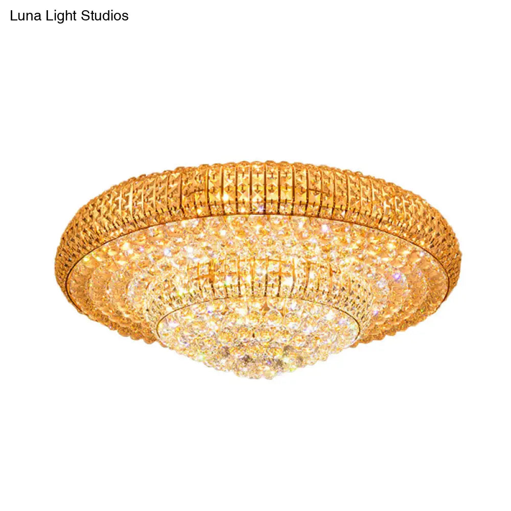Contemporary Round Crystal Led Flush Light Fixture For Ceiling Mount - 2 - Layer Design Ideal