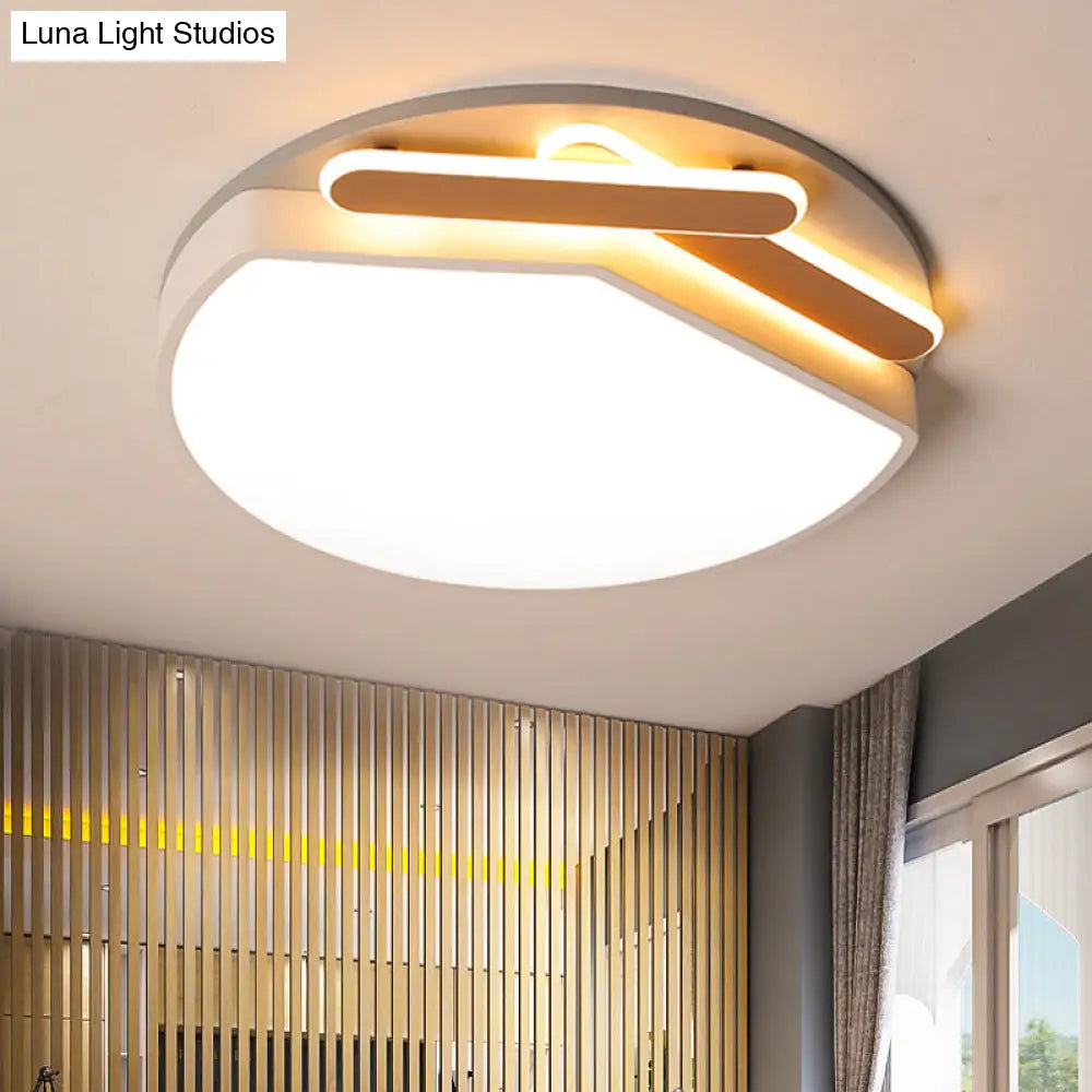 Contemporary Round Metal Ceiling Mounted Fixture: Gold/Black & White Led Light (16.5’/20.5’) -
