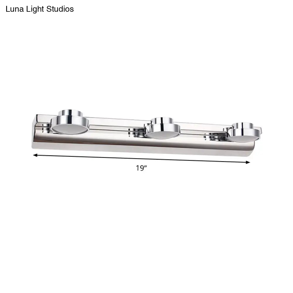 Contemporary Round Wall Lamp - Stainless Steel With 2/3 Lights And Warm/White Light Silver Finish