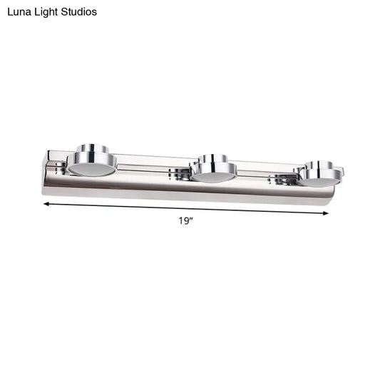Contemporary Round Wall Lamp - Stainless Steel With 2/3 Lights And Warm/White Light Silver Finish
