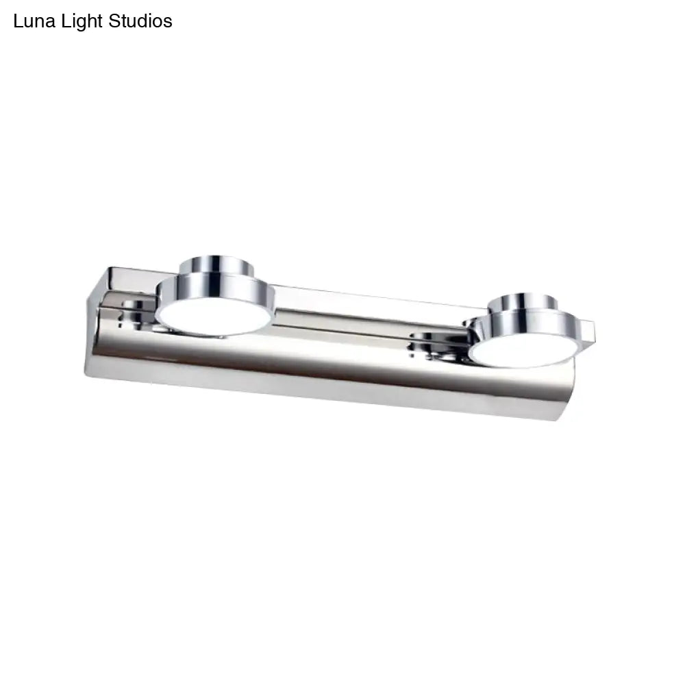 Contemporary Round Wall Lamp - Stainless Steel With 2/3 Lights And Warm/White Light Silver Finish