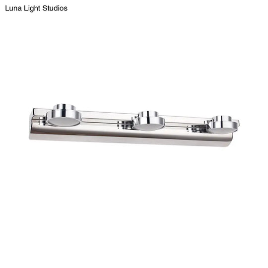 Contemporary Round Wall Lamp - Stainless Steel With 2/3 Lights And Warm/White Light Silver Finish