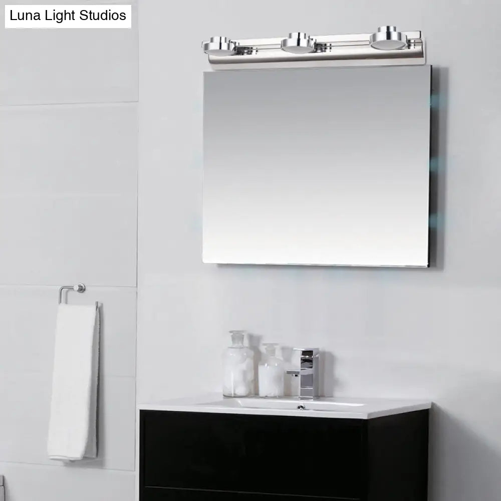 Contemporary Round Wall Lamp - Stainless Steel With 2/3 Lights And Warm/White Light Silver Finish