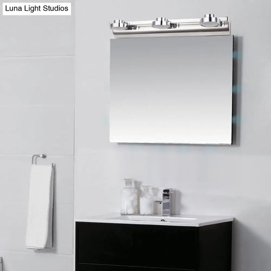 Contemporary Round Wall Lamp - Stainless Steel With 2/3 Lights And Warm/White Light Silver Finish
