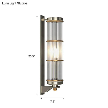 Contemporary Satin Nickel Wall Sconce With Crystal Pipe - Stylish Lighting For Living Room