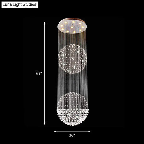 Contemporary Silver Crystal Ceiling Light Fixture - Flush Mount 10 Lights
