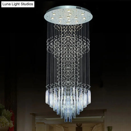 Contemporary Silver Crystal Led Cluster Pendant Light With 13 Heads And Rods