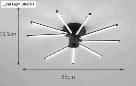 Contemporary Simple Creative Living Room Led Revolving Fireworks Ceiling Black 9 White Light