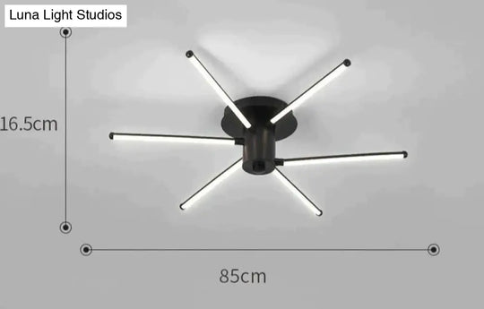 Contemporary Simple Creative Living Room Led Revolving Fireworks Ceiling Black 6 White Light