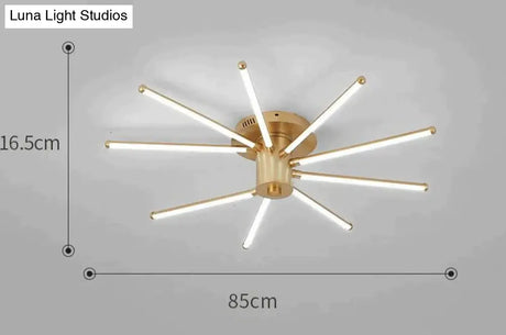 Contemporary Simple Creative Living Room Led Revolving Fireworks Ceiling Golden 9 White Light