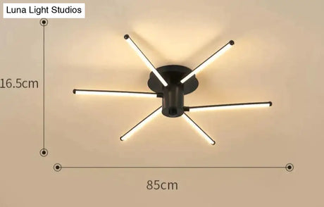 Contemporary Simple Creative Living Room Led Revolving Fireworks Ceiling Black 6 Warm Light