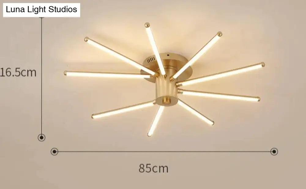 Contemporary Simple Creative Living Room Led Revolving Fireworks Ceiling Golden 9 Stepless
