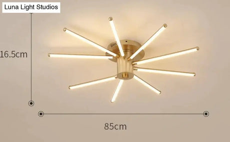 Contemporary Simple Creative Living Room Led Revolving Fireworks Ceiling Golden 9 Stepless