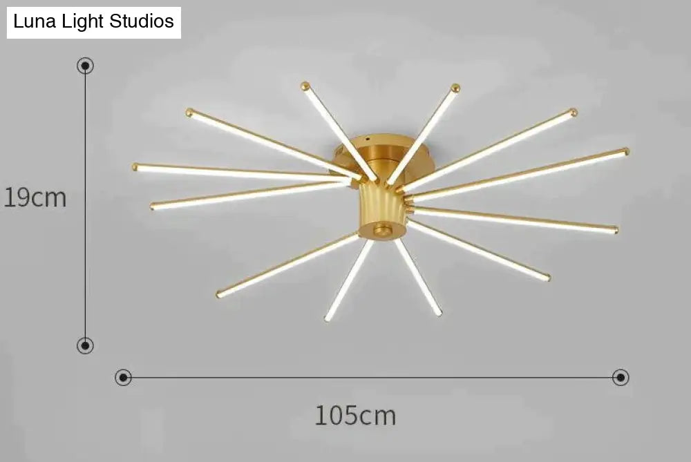 Contemporary Simple Creative Living Room Led Revolving Fireworks Ceiling Golde 12 White Light