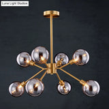 Contemporary Smoke Gray Glass Semi Flush Mount With Brass Finish - Illuminate Your Space 6/8 Bulbs!