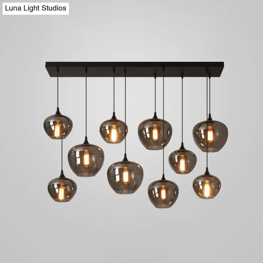 Contemporary Smoked Glass Gray Pendant Light For Dining Room Table 10 / Grey