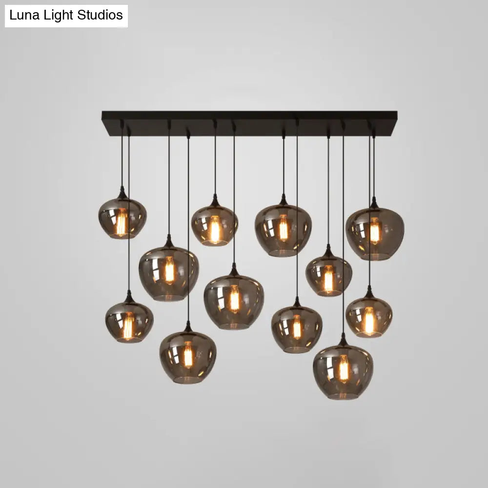 Contemporary Smoked Glass Gray Pendant Light For Dining Room Table 12 / Grey
