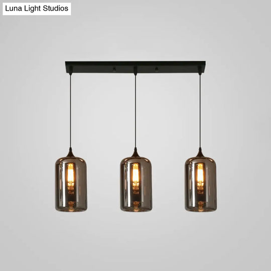 Contemporary Smoked Glass Gray Pendant Light For Dining Room Table 3 / Grey