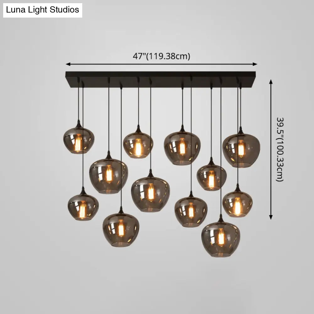 Contemporary Smoked Glass Gray Pendant Light For Dining Room Table