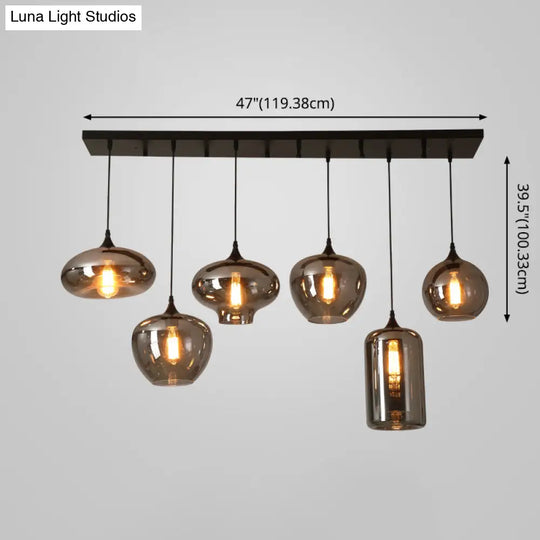 Contemporary Smoked Glass Gray Pendant Light For Dining Room Table