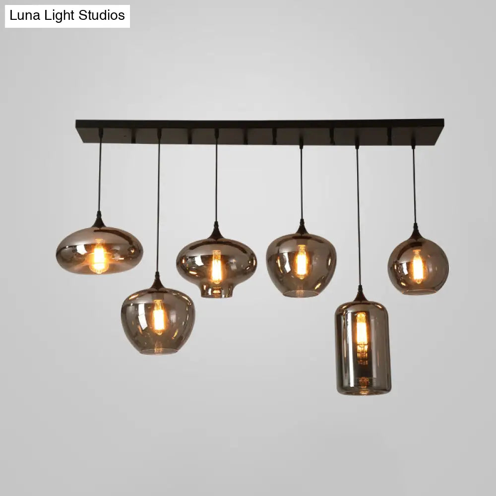 Contemporary Smoked Glass Gray Pendant Light For Dining Room Table 6 / Grey