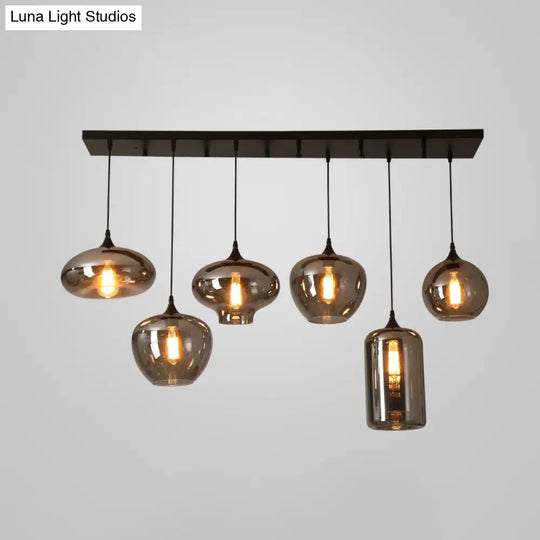 Contemporary Smoked Glass Gray Pendant Light For Dining Room Table 6 / Grey