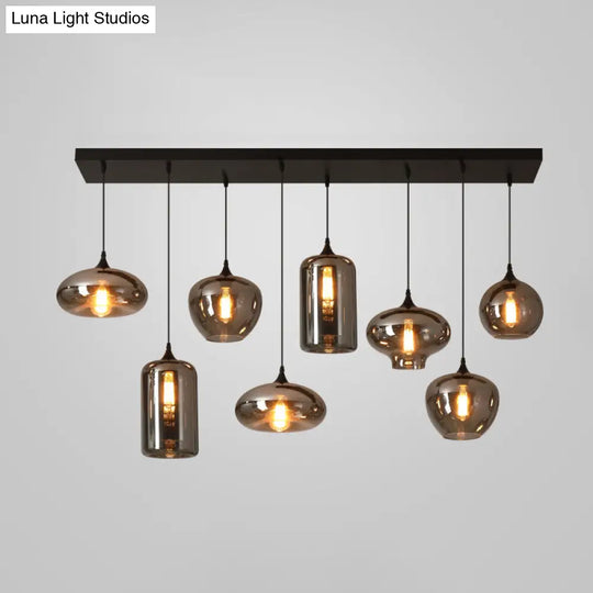 Contemporary Smoked Glass Gray Pendant Light For Dining Room Table 8 / Grey