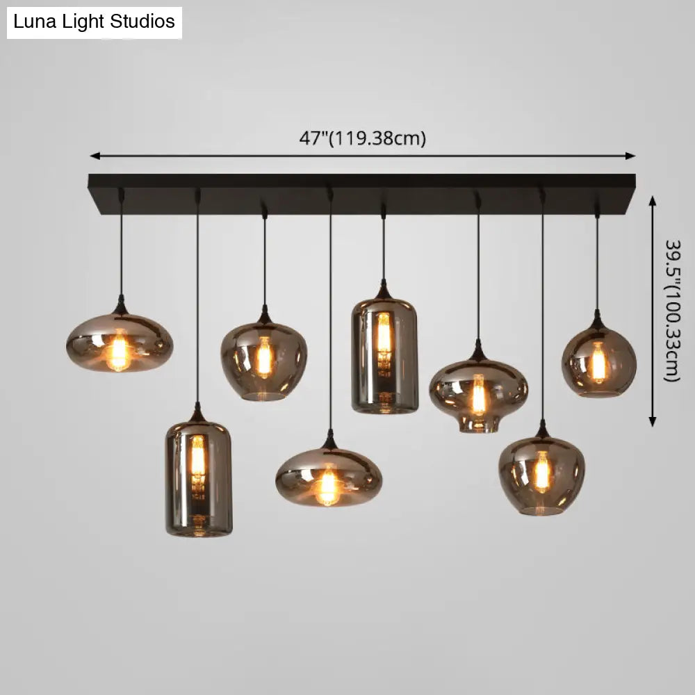 Contemporary Smoked Glass Gray Pendant Light For Dining Room Table