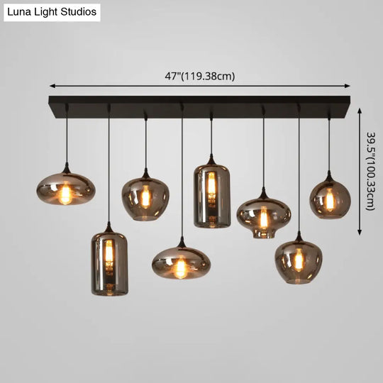 Contemporary Smoked Glass Gray Pendant Light For Dining Room Table
