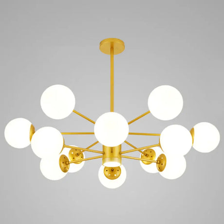 Contemporary Spherical Glass Chandelier Light For Living Room Ceiling 12 / Gold With Spot