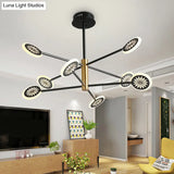 Contemporary Sputnik Pendant Light 6/8 Heads Black Metal Chandelier For Living Room