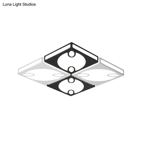 Contemporary Square Ceiling Mounted Light With Oval Pattern 19.5’/23.5’ W Led Flush Mount Lamp