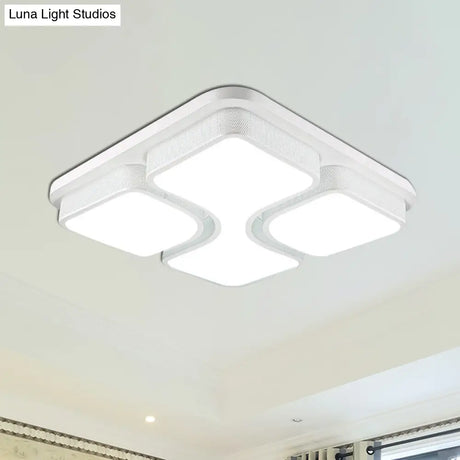 Contemporary Squared Metallic Ceiling Mounted Led Light - 17’/21’ Black/White Flushmount