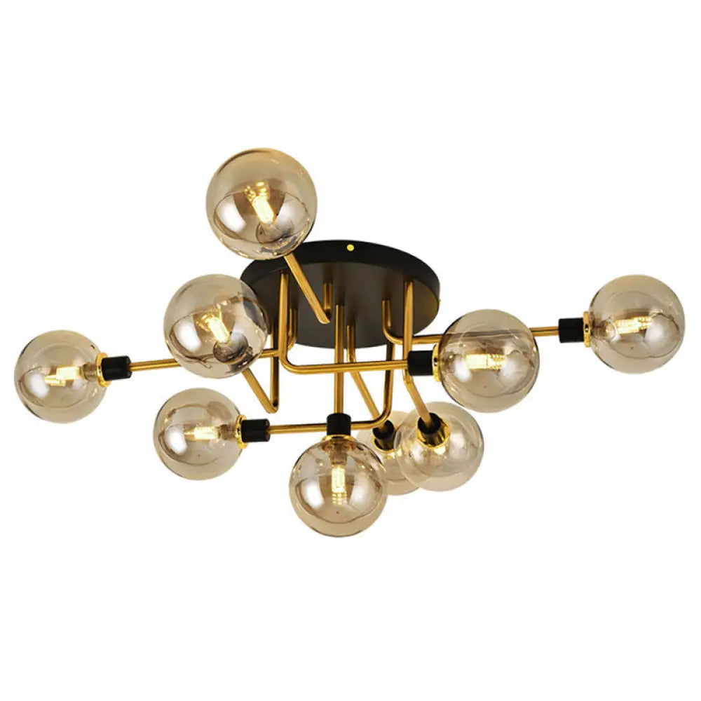 Contemporary Stained Glass Ceiling Light Fixtures For Bedroom - Bubble Semi Flush Mount Lighting 9